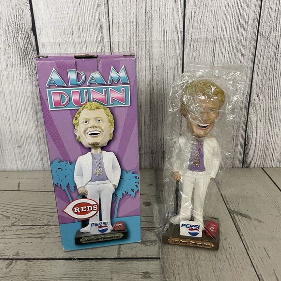 ADAM DUNN 2008 BOBBLEHEAD 80'S NIGHT MIAMI VICE THEME CINCINNATI REDS NEW IN BOX - Picture 1 of 14